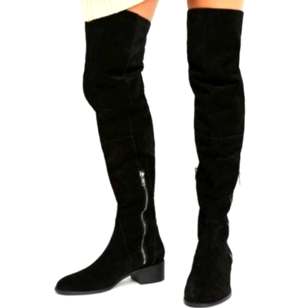 Free People Everly Black Suede OTK Boots 40